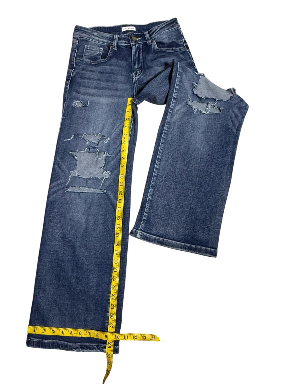 Fire & Rain Distressed Baggy Wide Leg Jeans Mid Rise Denim Y2K streetwear Size 7 - Picture 4 of 6